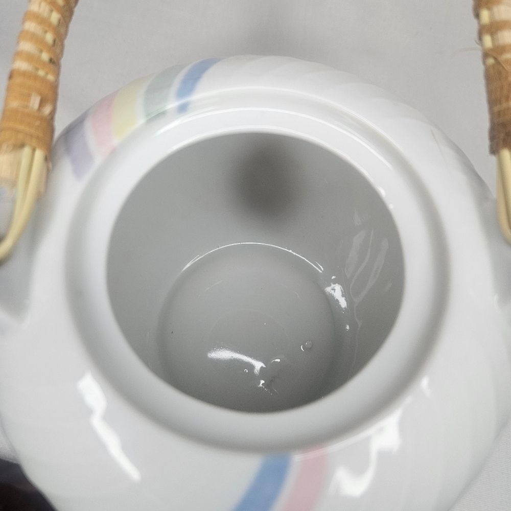 Vintage Pastel Rainbow Porcelain Tea Set - 4 Cups 1 Teapot 70s-80s Made In Japan - Picture 8 of 9